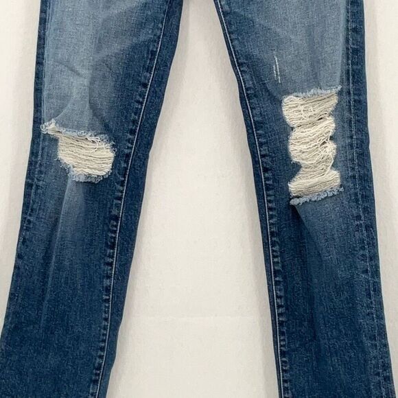 Mother Superior The Trickster Skinny Blue Denim Distressed Jeans Medium Wash Siz - Picture 5 of 11